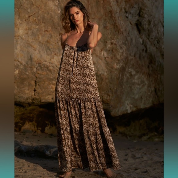 🆕Trish Scully Alexa Maxi Dress Leopard Print Size 10 NWOT - Picture 2 of 5